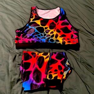 Super cute rainbow leopard print SHEIN CURVE SIZE 3XL Workout set